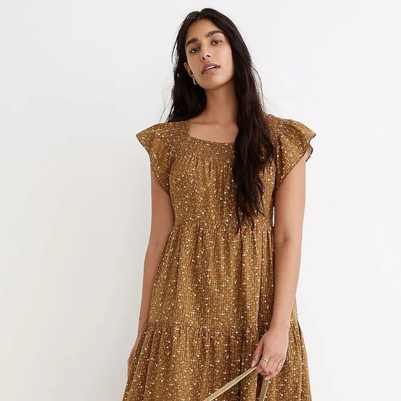 Madewell Dresses & Skirts - Madewell Ruffle-Sleeve Tiered Midi Dress in Daisy Stitch